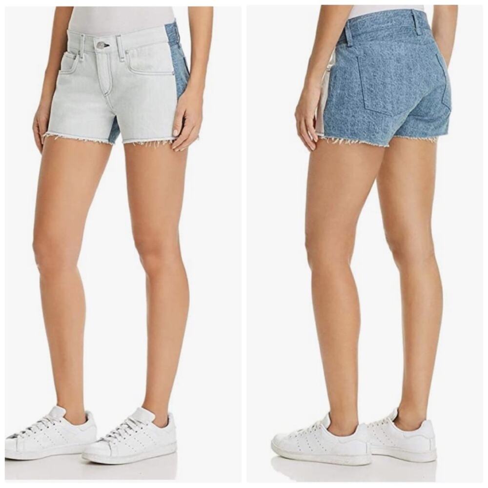 🆕 Rag & Bone Women's Two Tone Double Blue Cutoff Denim Jean Shorts Size 25